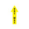 A photograph of a yellow and black 05442 removable one way arrow, with dimensions 4" x 12".