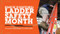 Picture of Workplace Safety Banner that features a picture man climbing a ladder while practicing proper safety procedures along the right side. The left side features the bold white text "March is National Ladder Safety Month; Follow the Rules to Stay Safe" on a bright orange background.