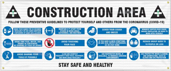 Mesh Safety Banner: Construction Area; Follow These Preventative Guidelines