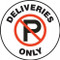 A photograph of the 11259 Pavement Print Sign: Deliveries Only, 17" diameter.