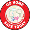 This colorful red and white sign features the text "Go Home Safe Today" around the border. In the center is a hand drawn image of a house with a tree and children along with the text "Others Are Depending On You." Use to communicate safety and raise morale.