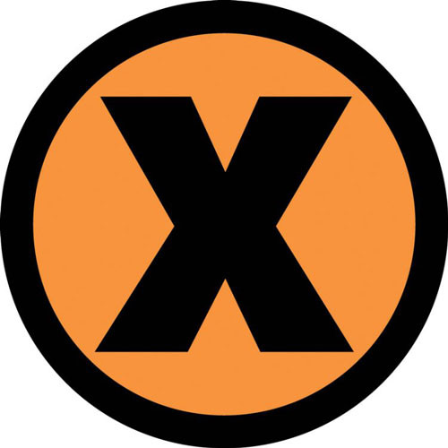 This black and colorful sign displays an x shaped marking to denote the wrong area or direction. Use to prevent accidents or mark off limits areas and objects.