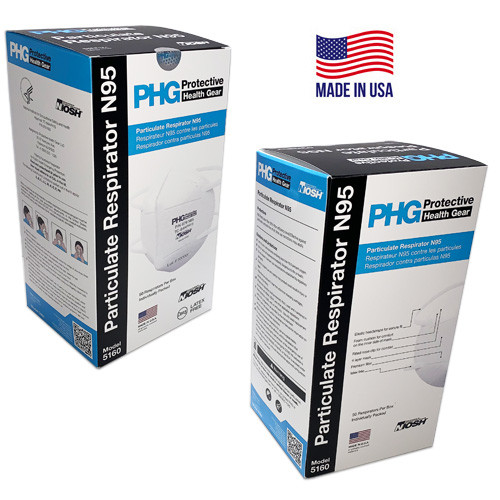 PHG N95 NIOSH-Approved, US-Made, Model 6150 Filtering Facepiece Respirators