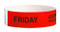 Picture of the red, Friday Tamper-Resistant COVID-19 Pre-Screened Tyvek® Wrist Bands w/ Serial Numbering.