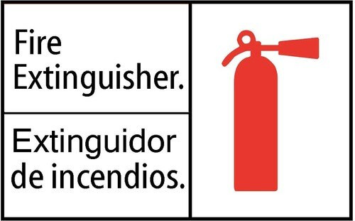 14 Length x 10 Height Red on White Rigid Polystyrene Plastic Legend FIRE EXTINGUISHER with Graphic NMC M739RB Bilingual Fire Sign 14 Length x 10 Height Red on White Rigid Polystyrene Plastic Legend FIRE EXTINGUISHER with Graphic NMC M739RB Bilingual Fire Sign