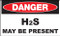 A photograph of a z-10118 zing danger h2s may be present signs, 7 h x 10 w, plastic.