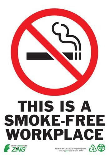 Zing This Is A Smoke-Free Workplace Signs w/Image, 10