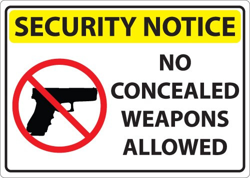 Plastic Sign No Weapons Allowed Symbol 