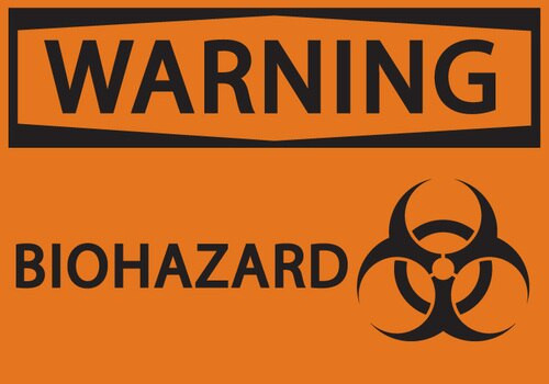 Recycled Plastic 7 H x 10 W Black on Orange Warning Biohazard ZING 1919 Eco Safety Sign 
