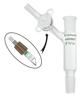 A photograph of a af-0500 schlenk connecting adapter w/ stopcock or valve.