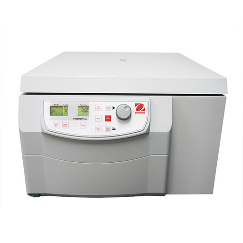 Photograph of Ohaus Frontier™ 5916 Multi Pro Centrifuge, front facing, lid closed.