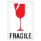 A picture of a single label featuring a red long stem glass with a crack and the word "FRAGILE" below it.