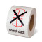 Photograph of a roll of Speciality Handling Labels, "Do Not Stack" with Graphic.