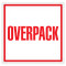 A picture of a single label that features the word "OVERPACK" in red surrounded by red box.