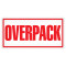 A picture of a single label that features the word "OVERPACK" in red surrounded by red box.
