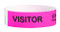 Picture of a neon pink band is printed with bold text reading "COVID-19 PRE-SCREENED” and “VISITOR”.