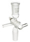 A photograph of a af-0509-a flushing adapter, t-bore w/ 2 joints and glass or ptfe stopcock.