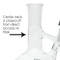 An annotated closeup photograph of a 500 mL AF-0525-01 Straus-style Schlenk flask showing how the neck of the flask is closed off from direct access to the flask.
