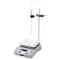 Photograph of Ohaus Guardian 3000 7" x 7" Hotplate-Stirrer Kit.  The hotplate is pictured with the probe holder attached and holding the temperature probe.
