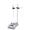 Photograph of Ohaus Guardian 3000 Round Top Hotplate-Stirrer Kit.  The hotplate is pictured with the probe holder attached and holding the temperature probe.
