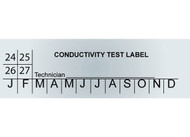 Photograph of a single Blank Metallic Conductivity Test Labels for Carbon Dioxide Fire Extinguisher.