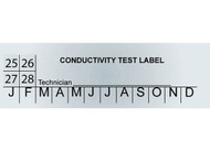 Photograph of a single Blank Metallic Conductivity Test Labels for Carbon Dioxide Fire Extinguisher.