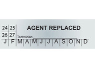 Photograph of a single Fire Extinguisher Agent Replacement Label.