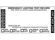 Sketch of a single Blank Emergency Lighting Annual Test Record Label.
