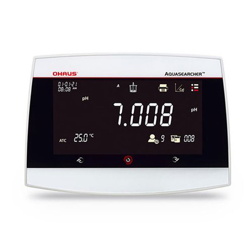 Photograph of an Ohaus AB41PH Benchtop meter, front view.