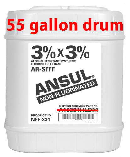 A black and white photograph of a ANSUL® NFF-331 3%x3% Non-Fluorinated AR-SFFF Alcohol-Resistant Foam Concentrate 5 gallon pail as a placeholder for a photo of the 55 gallon drum.