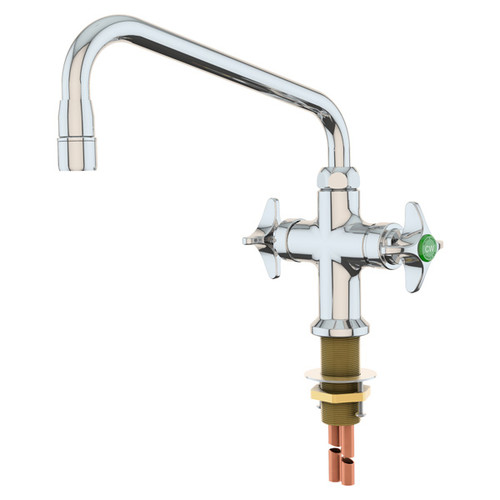 A photograph of an L409 Laboratory Mixing Faucet w/ Swing Spout, Single Hole Deck-Mounted, Chrome Finish.