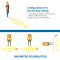 Graphic showing setup of crosswalk kit in use, and possible configurations of kit pieces.