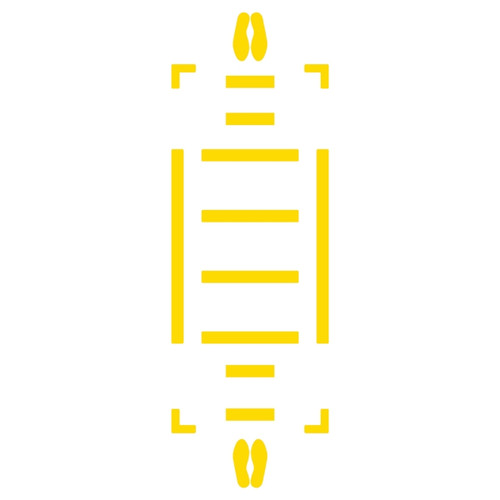 Diagram of layout of all pieces of crosswalk kit in yellow.
