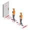 Graphic showing setup of crosswalk kit in use.