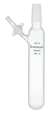 A photograph of a af-0538 schlenk tube, inner neck w/ glass stopcock.