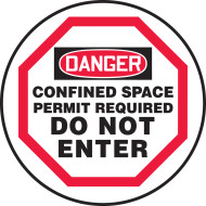 A drawing of a white,red, and black 08511 Danger Confined Space Permit Required, Do Not Enter, Manhole Sign.