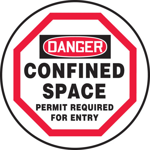 A drawing of a white,red, and black 08513 Danger Confined Space, Permit Required For Entry, Manhole Sign.