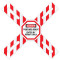 A drawing of a white,red, and black 08514 Danger Confined Space, Enter By Permit Only, Man-Way Cross™ Barrier.