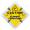 Image of a Slippery Conditions Ident-O-Flip® Informational Flip Sign showing the yellow setting with the black pictogram and text "CAUTION SLIPPERY CONDITIONS".