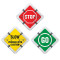 Image of a Stop Go Ident-O-Flip® Informational Flip Sign showing all three settings.