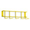 A photograph of a yellow 06082 PVC 17" 5-hook rack without tools. It is 17"L x 3"W x 3"H.