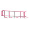 A photograph of a pink 06082 PVC 17" 5-hook rack without tools. It is 17"L x 3"W x 3"H.