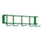 A photograph of a green 06082 PVC 17" 5-hook rack without tools. It is 17"L x 3"W x 3"H.