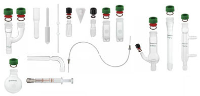 A photograph of the components of mw-11-01 deluxe minum-ware® microscale chemistry kit.