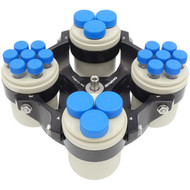 A photograph of cell culture package for Ohaus 4 x 290 mL Swing Rotor.  The swing rotor is shown with two  3 x 50 mL conical tube racks and two 7 x 15 mL conical tube racks.  The tubes and caps that are shown are sold separately. 