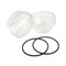 A photograph of the Bioseal Screw Caps and O-rings that are included with this package.