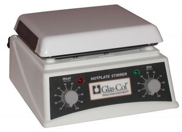 A photograph of a 20952 glas-col laboratory magnetic stirring hotplate, 7.5 x 7.5 top.