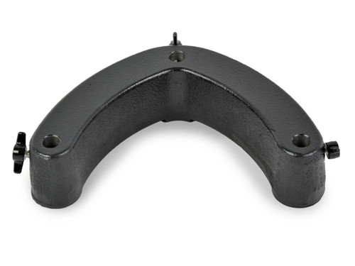 Photograph of a cast iron U-shaped support stand base.