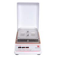 Picture of the Ohaus Incubating Light Duty Microplate Shaker with Opaque Lid (ISLDMPHDGL), front facing  with lid open