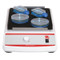 Picture of Ohaus Analog Light Duty Orbital Shaker, front facing, carrying load.  Bottles and dishes not included.
